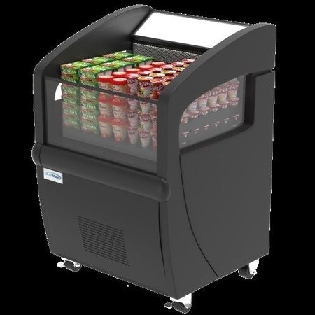 KOOLMORE Grab and Go Refrigerator and Open-Air Merchandiser Display w/LED Lights, Double-Layered Glass ACM-4C-BK